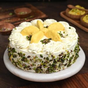 Creamy Pista Rasmalai Eggless Cake